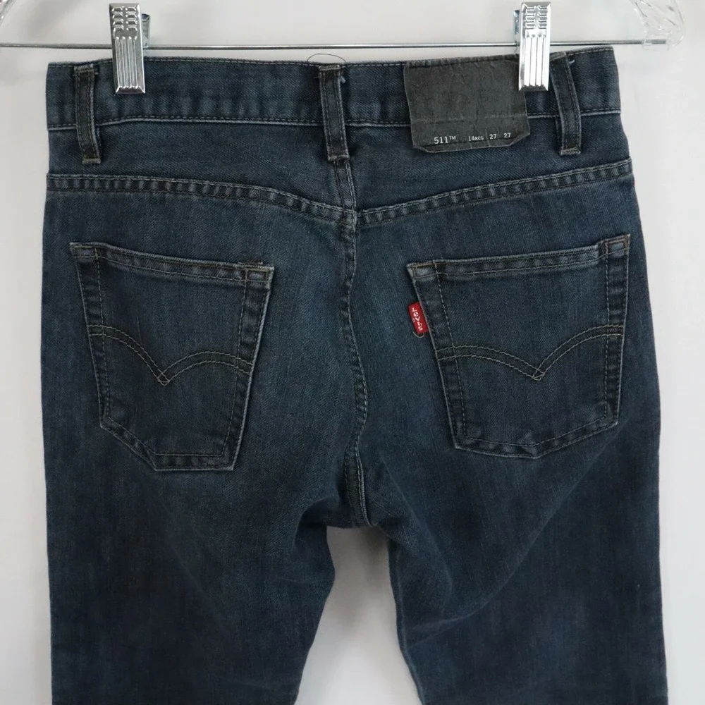 Levi's 511 Jeans Boys 14 Reg 27x27 Standard Slim Fit 5-Pocket Denim Dark Blue‎